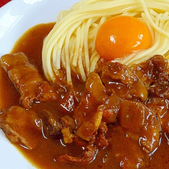 翌日のカレーで☆　「エッグカレーパスタ」